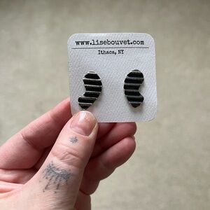 Black and Silver Hammered Metal Earrings